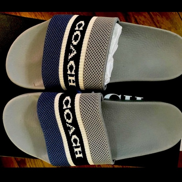 Coach Knit Slides Men’s size 7D New in box Grey - Picture 2 of 8